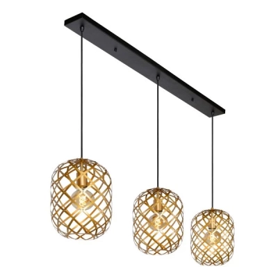 lafabryka.pl Lampa wisząca gold/brass 3L WOLFRAM 21417/03/02 Lucide
